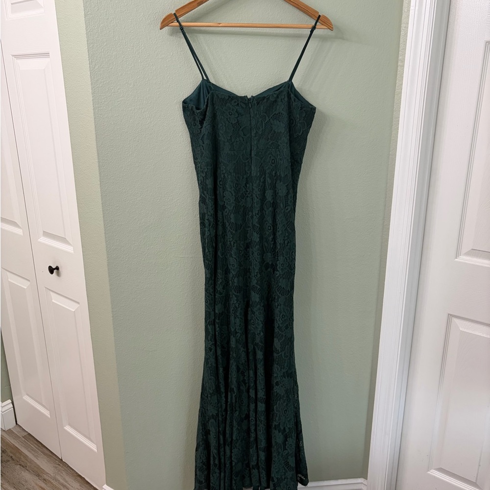 Lulu's Dark Green Lace Maxi Dress